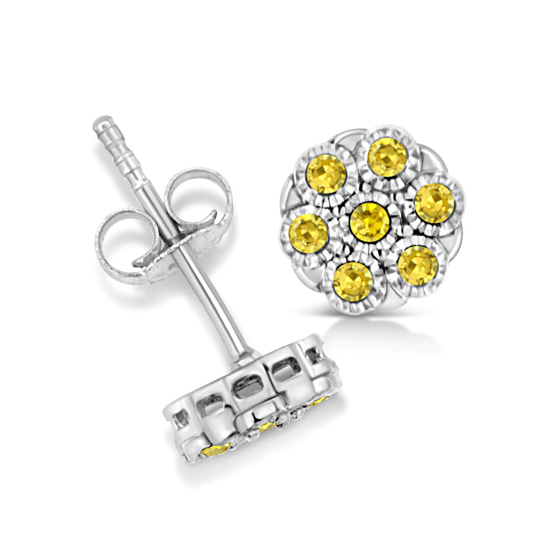 Sterling Silver Rose-Cut Diamond Floral Cluster Stud Earring (0.25 cttw, I-J Color, I2-I3 Clarity)