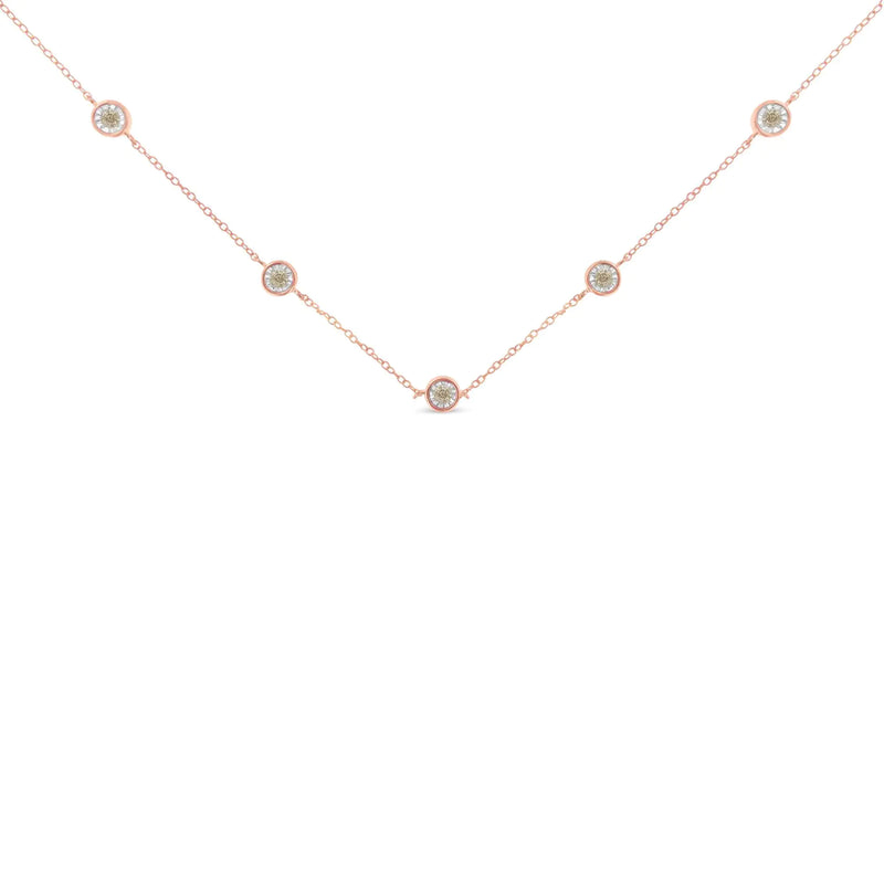 Sterling Silver Diamond Station Necklace (1/2 cttw, K-L Color, I2-I3 Clarity)