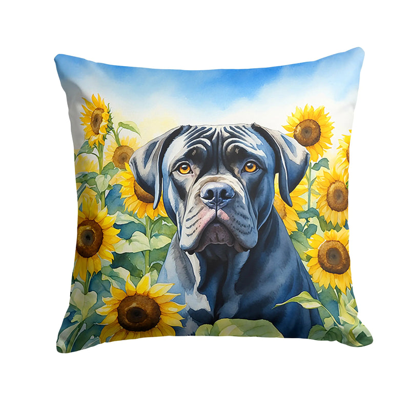 Cane Corso in Sunflowers Throw Pillow