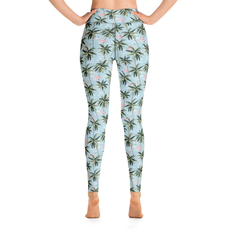 Womens Tropical Flamingo Yoga Leggings