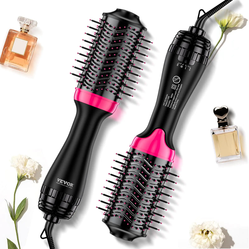 VEVOR Hair Blow Dryer Brush 4 in 1 Hair Dryer and Styler Volumizer with Negative Ion Ceramic Coating Barrel 65MM Oval Shape Less Frizz & Heat Damage Hot Air Brush for Straightening Drying Curling