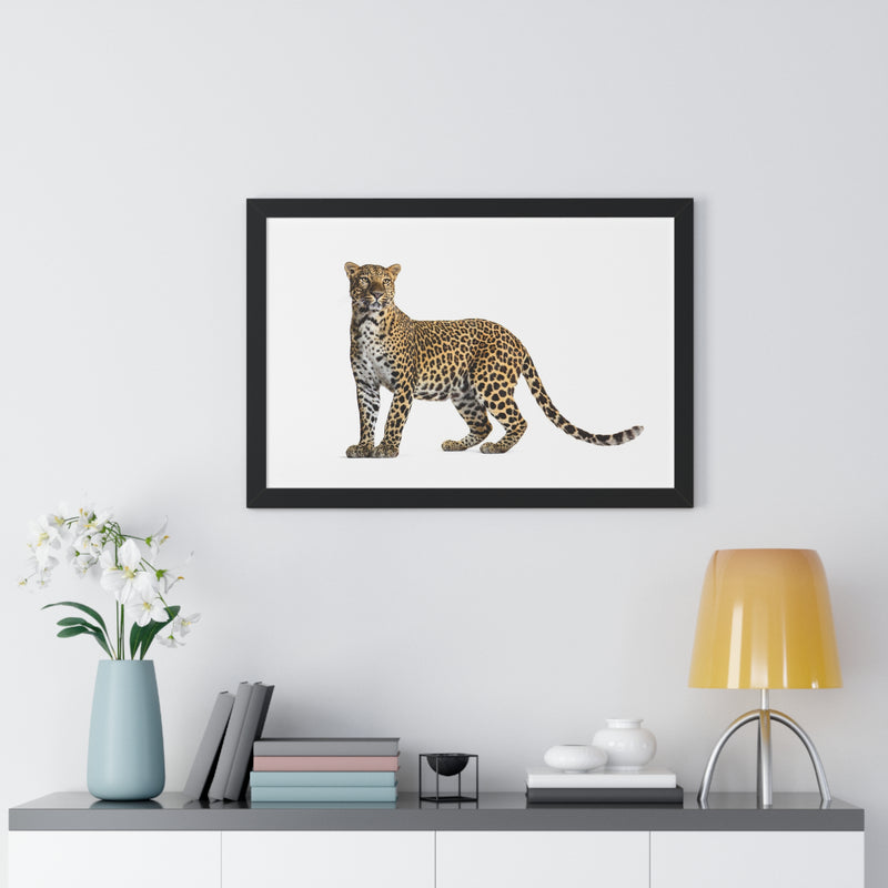 Leopard Framed Horizontal Poster, Wildlife Wall Art, Home Decor, Unique Gift, Animal Lover Decor, Nature Inspired