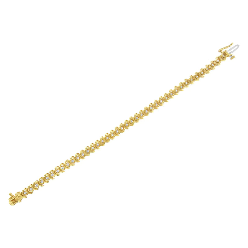 14KT Yellow Gold Diamond S-Link Tennis Bracelet (3 cttw, I-J Color, I1-I2 Clarity)