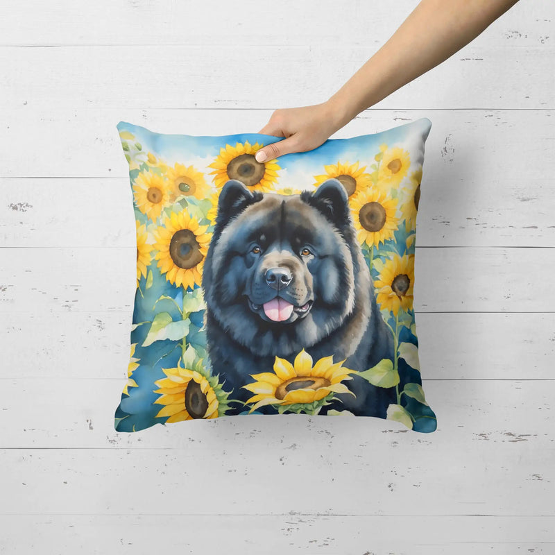 Chow Chow in Sunflowers Throw Pillow