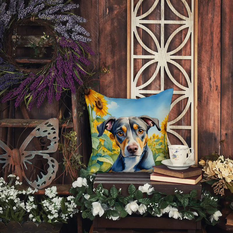 Catahoula in Sunflowers Throw Pillow