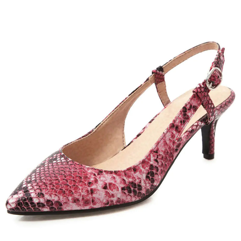 Snake Print Pointed Toe Heeled Sandals for Women