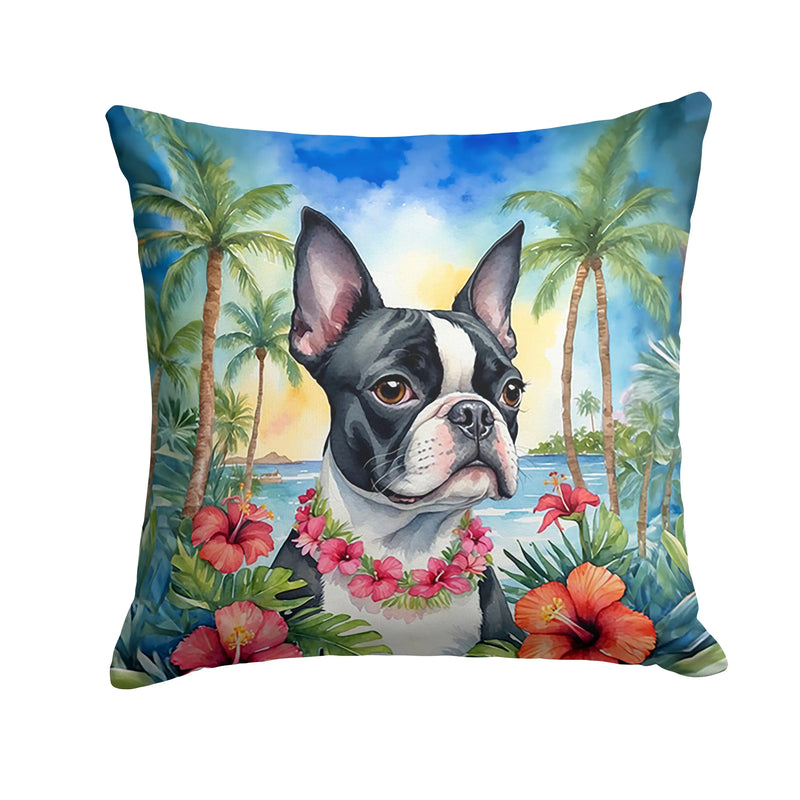 Boston Terrier Luau Throw Pillow