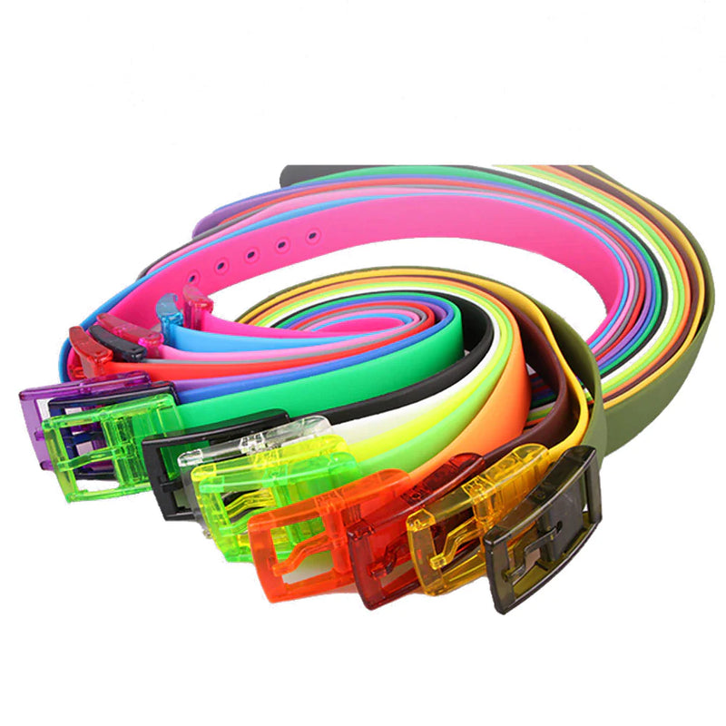 Adjustable Cut to Fit Rubber Plastic Jelly Silicone Casual Belt With Buckle USA