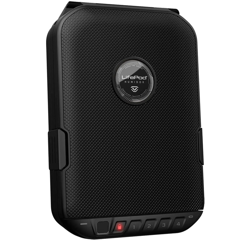 VAULTEK LifePod Humidor Cigar Lock Box Waterproof Travel Case Rugged Electronic Lock Box Portable Travel Cigar Case with Backlit Keypad (LifePod 2.0 Biometric/Bluetooth) (Black)