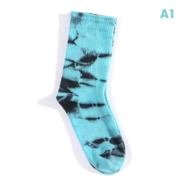 Women Tie-dye Middle Tube Socks