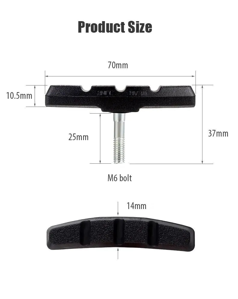 5 Pairs High Grade Cycling Bicycle Bike V Brake Pads 70mm Shoes Pads Black