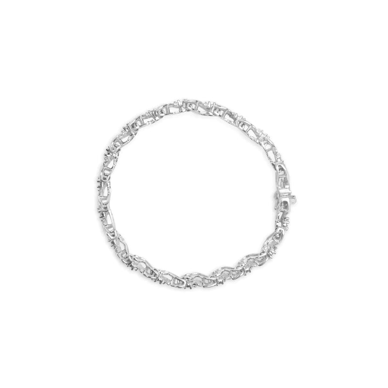 14K White Gold 2.00 Cttw Diamond Cluster and Spiral Link Bracelet (I-J Color, I1-I2 Clarity) - 7"