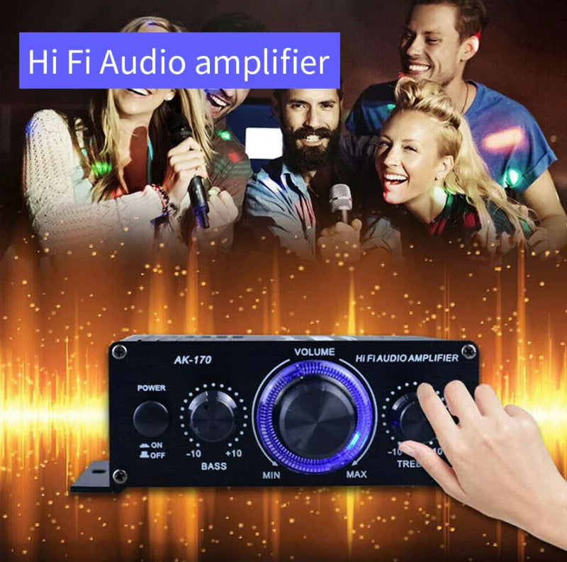 400W 12V 2 Channel Powerful Stereo Audio Power Amplifier HiFi Bass Amp Car Home