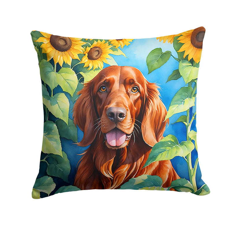 Irish Setter in Sunflowers Throw Pillow