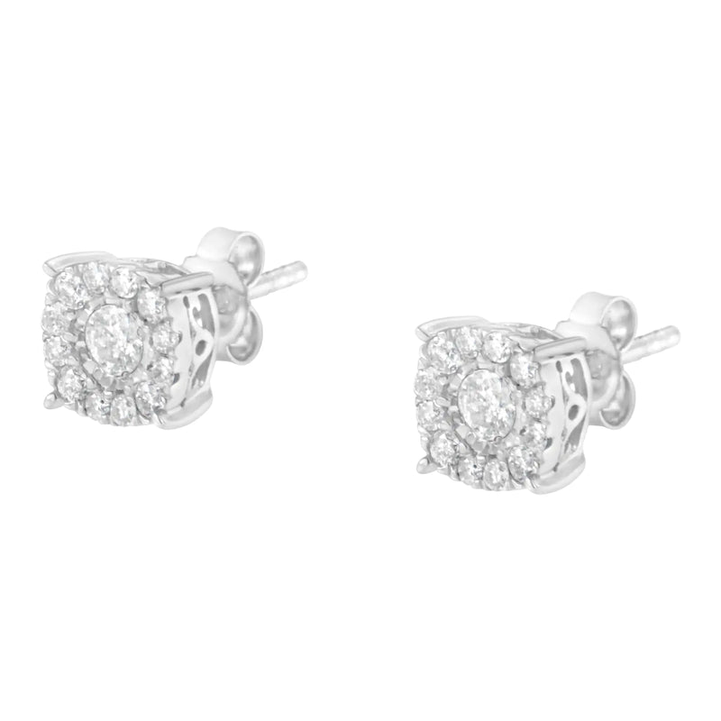 Sterling Silver Diamond Square Stud Earring (1/2 cttw, I-J Color, I2-I3 Clarity)