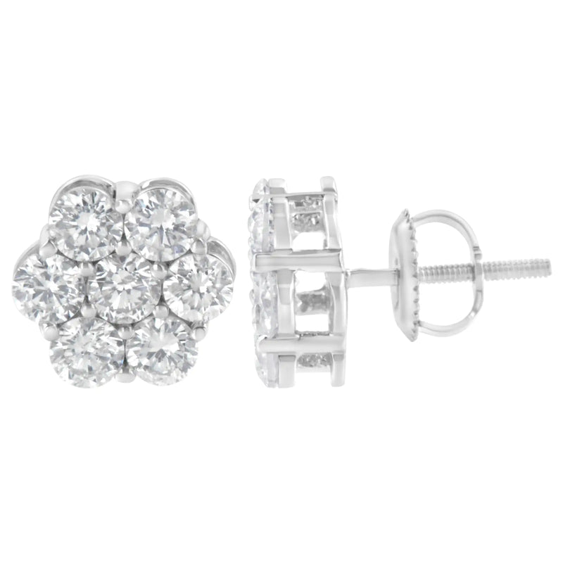 14K White Gold 2 cttw Round Brilliant-cut Diamond Composite Floral Cluster Stud Earring (F-G Color, VS1-VS2 Clarity)