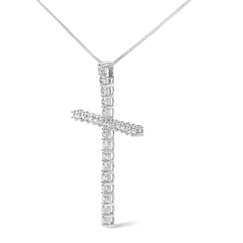 14K White Gold 2.0 Cttw Lab Grown Diamond Cross 18" Inch Pendant Necklace (F-G Color, VS2-SI1 Clarity)