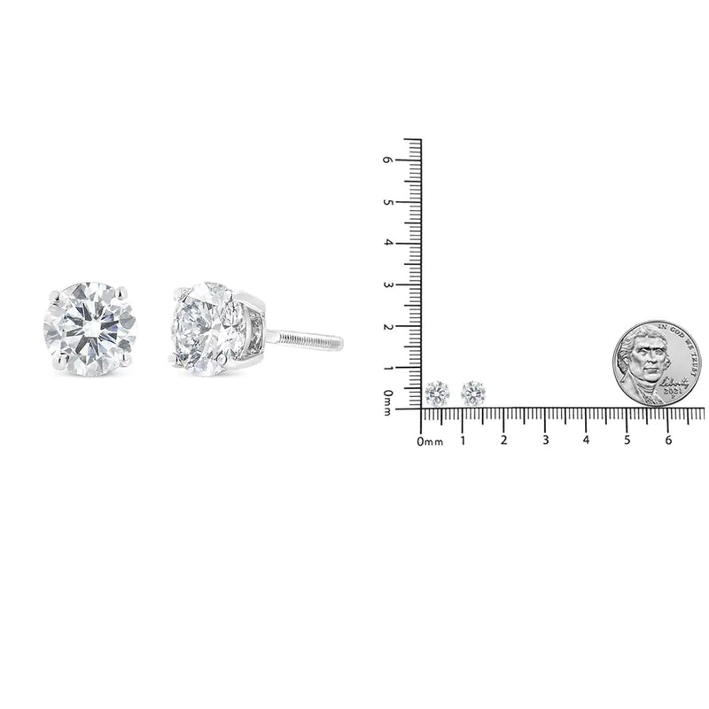 IGI Certified 14K White Gold 1 1/2 Cttw Lab Grown Diamond Solitaire Stud Earrings with Screwbacks (H-I Color, VS1-VS2 Clarity)