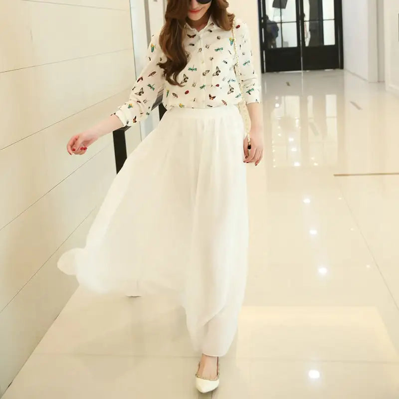 Half-Length Plus Size High Waist Chiffon Skirt