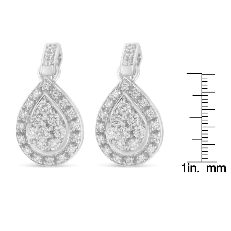 10k White Gold Round Cut Diamond Earrings (0.75 cttw, H-I Color, I1-I2 Clarity)