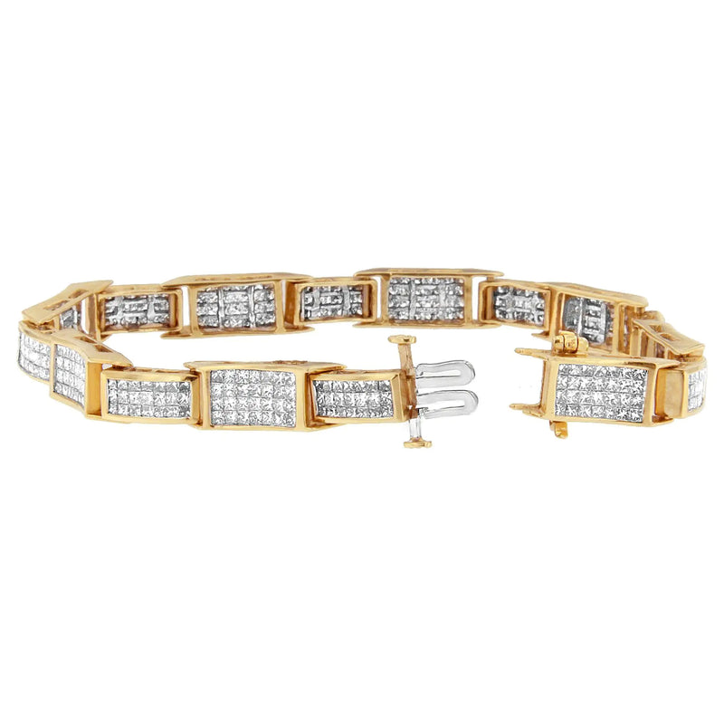 14K Yellow Gold Princess Cut Diamond Bracelet (6.11 cttw, H-I Color, SI1-SI2 Clarity)