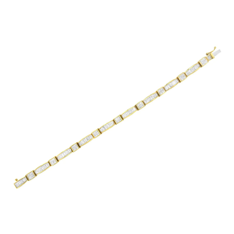 14K Yellow Gold Multi--Cut Diamond Box Square Link Bracelet(7.33 cttw,H-I Color,SI1-SI2 Clarity)