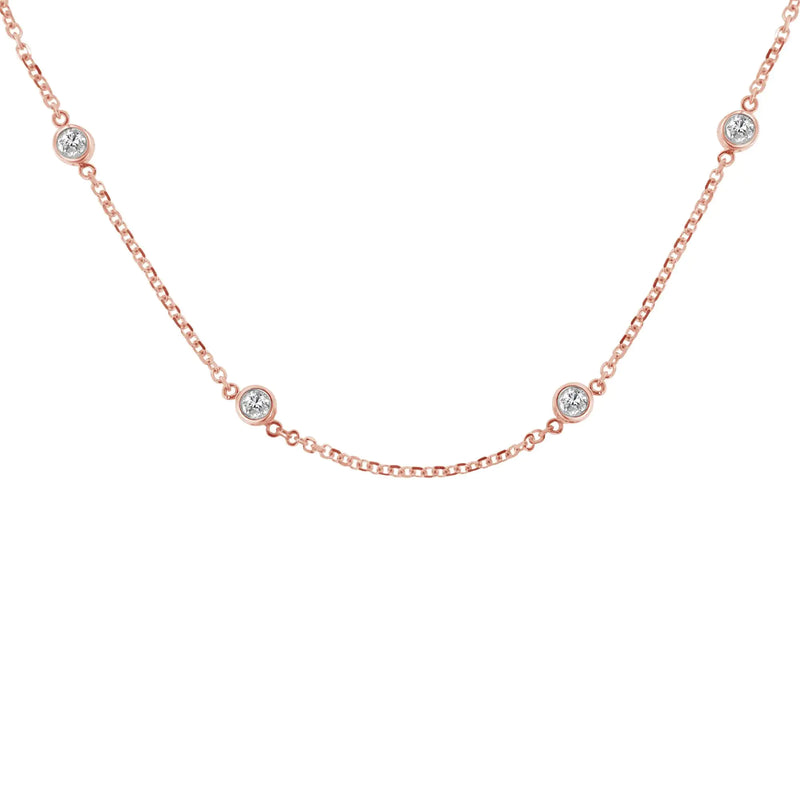 10K Gold Diamond Station Necklace (1 cttw, J-K Color, I1-I2 Clarity)