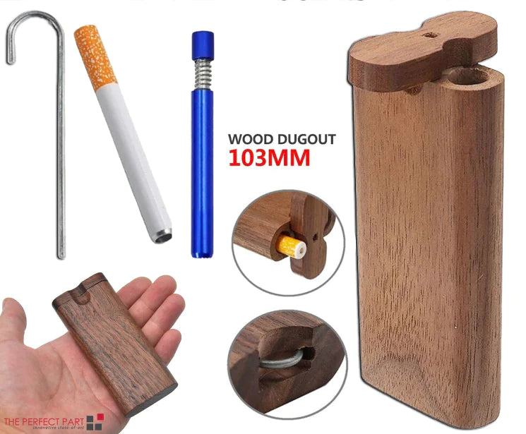 Wooden Dugout Pipe Self Cleaning Metal Bat Poker Smoking Pipe One Hitter Kit US