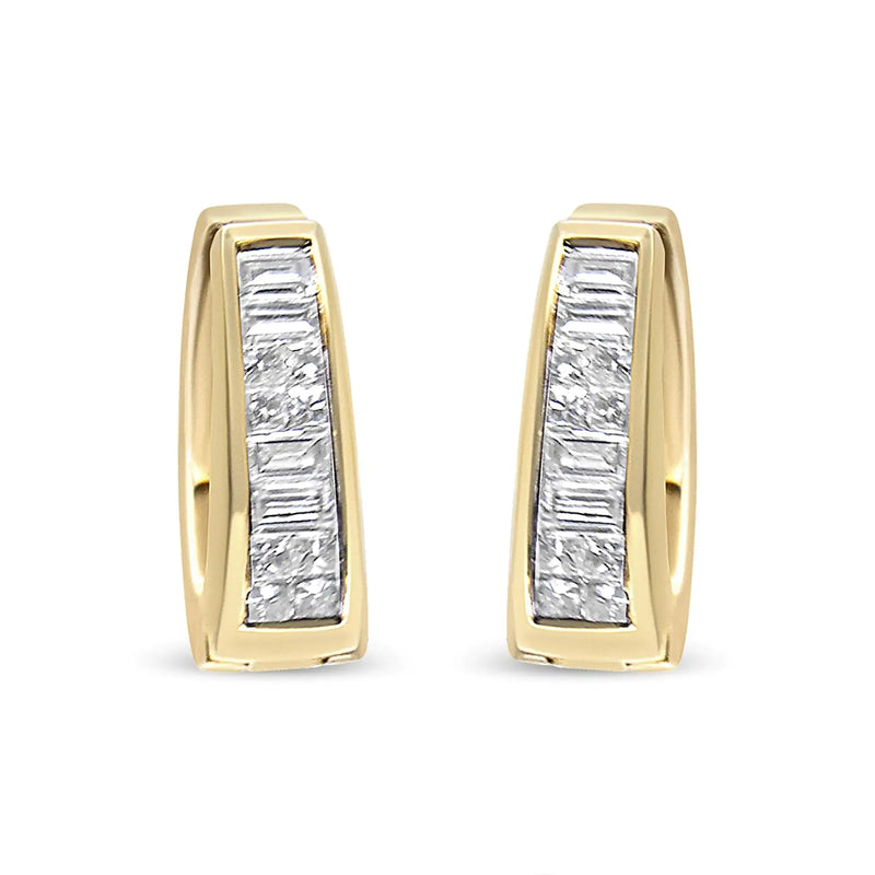 14K Yellow Gold 1 cttw Baguette and Princess Cut Diamond Earrings (H-I, VS1-VS2)