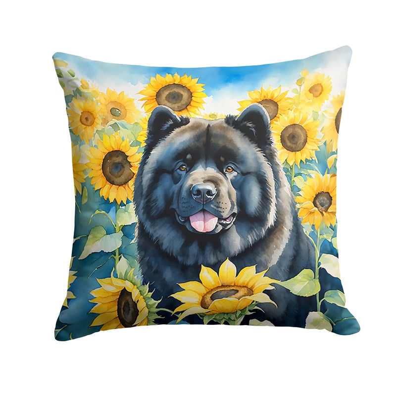 Chow Chow in Sunflowers Throw Pillow