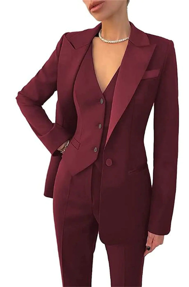 Women Pantsuits Wedding Tuxedos Party Wear Suits Formal Business Suits Burgundy