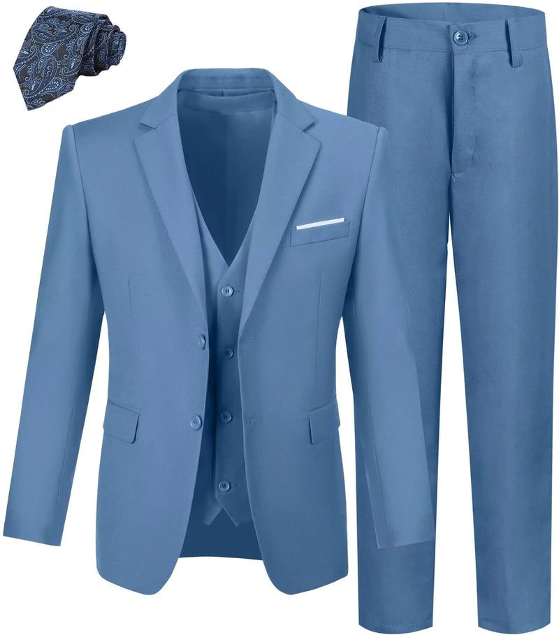 Boys Suit Size 16 Blue Suits for Boys 3 Piece Formal Tuxedo Suit Set Teen Prom Homecoming Outfit Christmas Dress Clothes