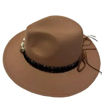 Wool Fedora Hat With Punk Ribbon