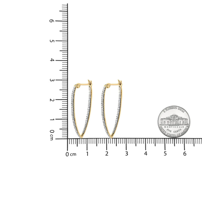 10K Yellow Gold 1/2 Cttw Prong Set Round-Cut Diamond Modern Hoop Earrings (I-J Color, SI1-SI2 Clarity)