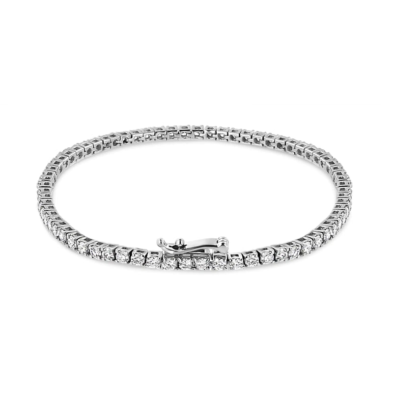 14K White Gold 4-Prong Set Lab Grown Round Diamond Classic Tennis Bracelet (F-G Color, VS1-VS2 Clarity) - 7.25"