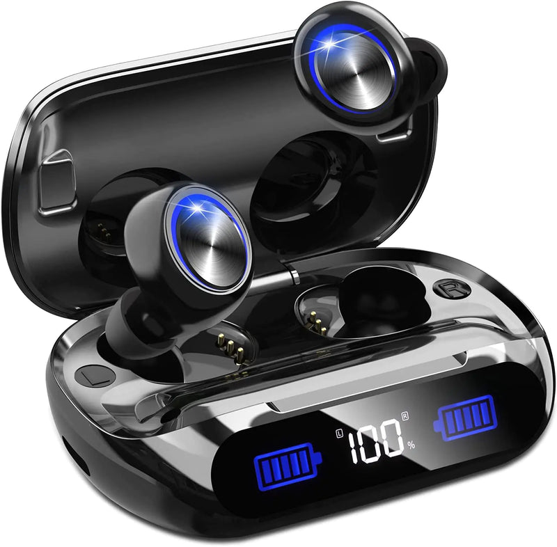 YIPUT Wireless Earbuds Bluetooth 5.3 Headphones 200 Hours Playtime with 2000mAh charg Casein Ear Headest IP7Waterproof Noise Cancelling Built-in MicPremiu Bass LCD Displayfor Sports/Working/Study