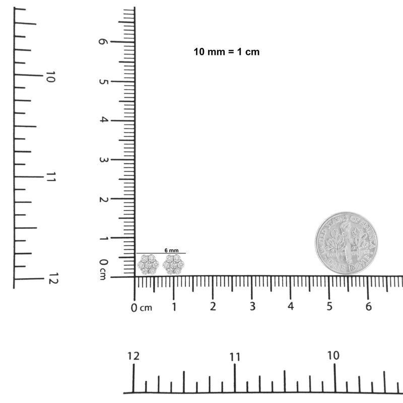 14K White Gold 1 1/2 cttw Prong Set Round-Cut Diamond Floral Cluster Stud Earrings (I-J Color, SI1-SI2 Clarity)
