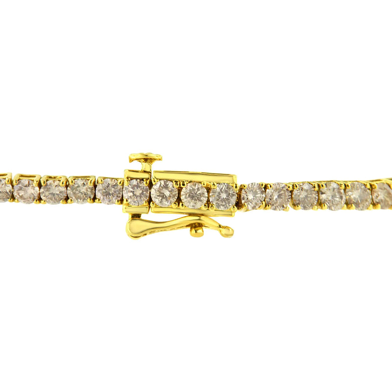 14K Yellow Gold 4.0 Cttw Round Brilliant Cut Diamond Prong Set Classic Tennis Bracelet (J-K Color, SI2-I1 Clarity) - 7"