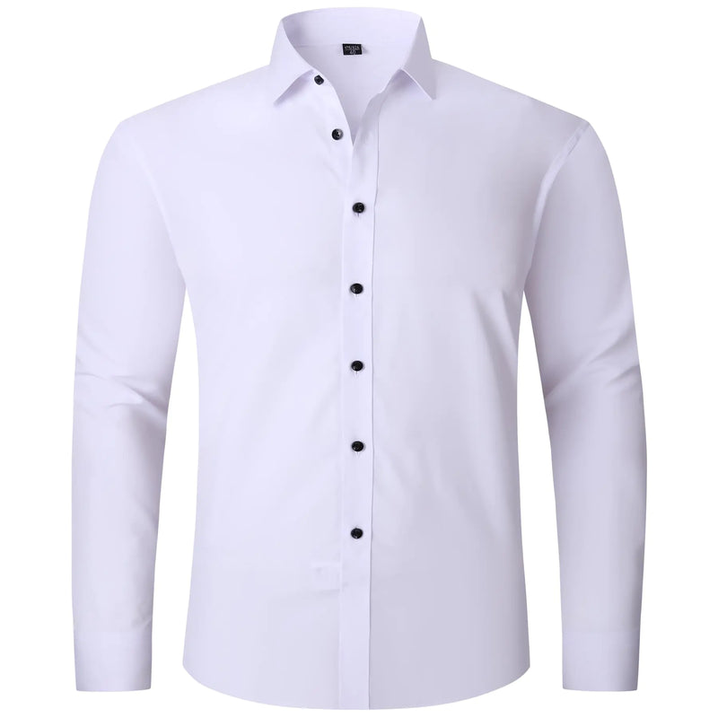Hoikcyw Mens Long Sleeve Button Down Shirts Soft Wrinkle Free Stertch Casual Business Formal Work Dress Shirt (WhiteXL)