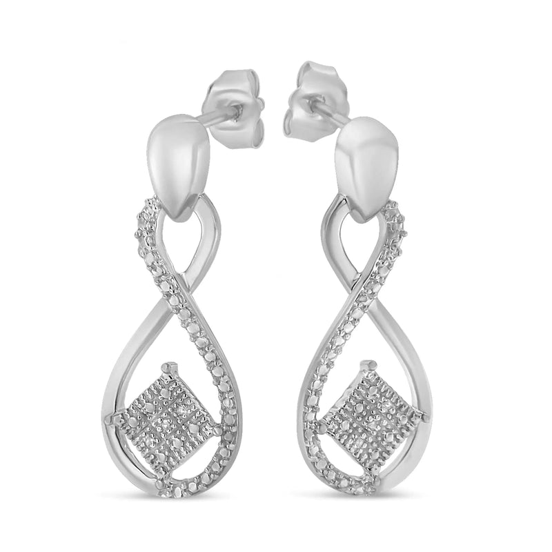 Sterling Silver Round Cut Diamond Infinity Earrings (0.04 cttw, H-I Color, I2-I3 Clarity)