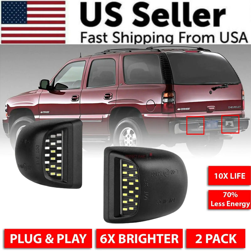 For 00-06 Chevy Tahoe Suburban GMC Yukon XL LED License Plate Light Lamp Pair