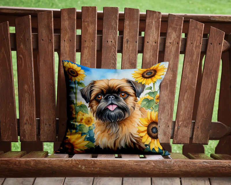 Brussels Griffon in Sunflowers Throw Pillow