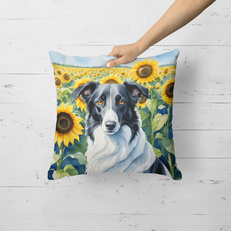 Borzoi in Sunflowers Throw Pillow