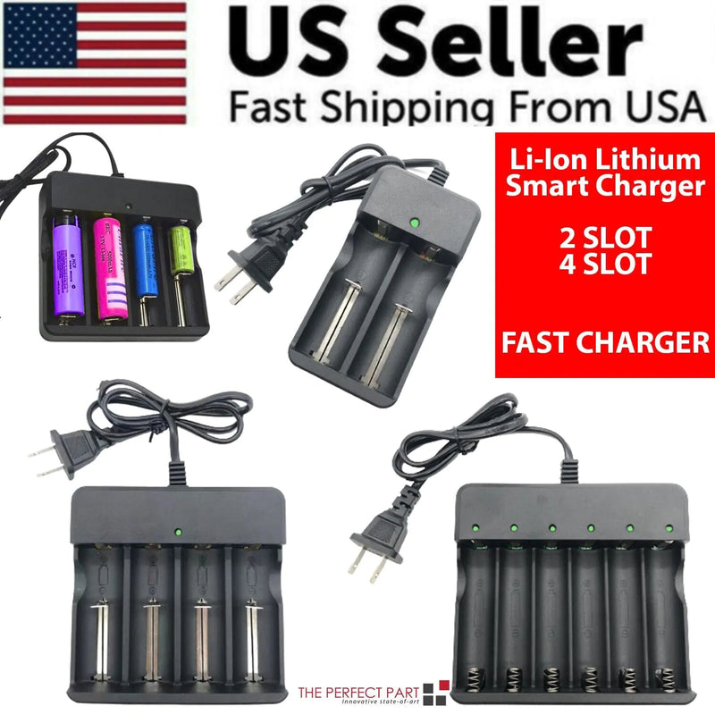 Li-ion Lithium Smart Charger 3.7V 2 4 6 Slot For 16340/14500/26650 RCR123 USA A+