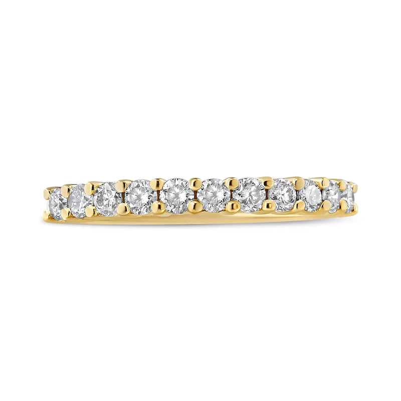 IGI Certified 1/2 Cttw Diamond 10K Yellow Gold Prong Set Fluted Band Style Wedding Ring (J-K Color, I1-I2 Clarity)