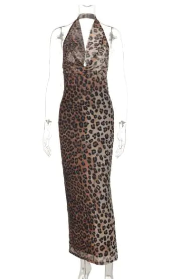 Leopard Print Sleeveless Fall Dress