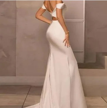 Ivory Satin Mermaid Wedding Dress
