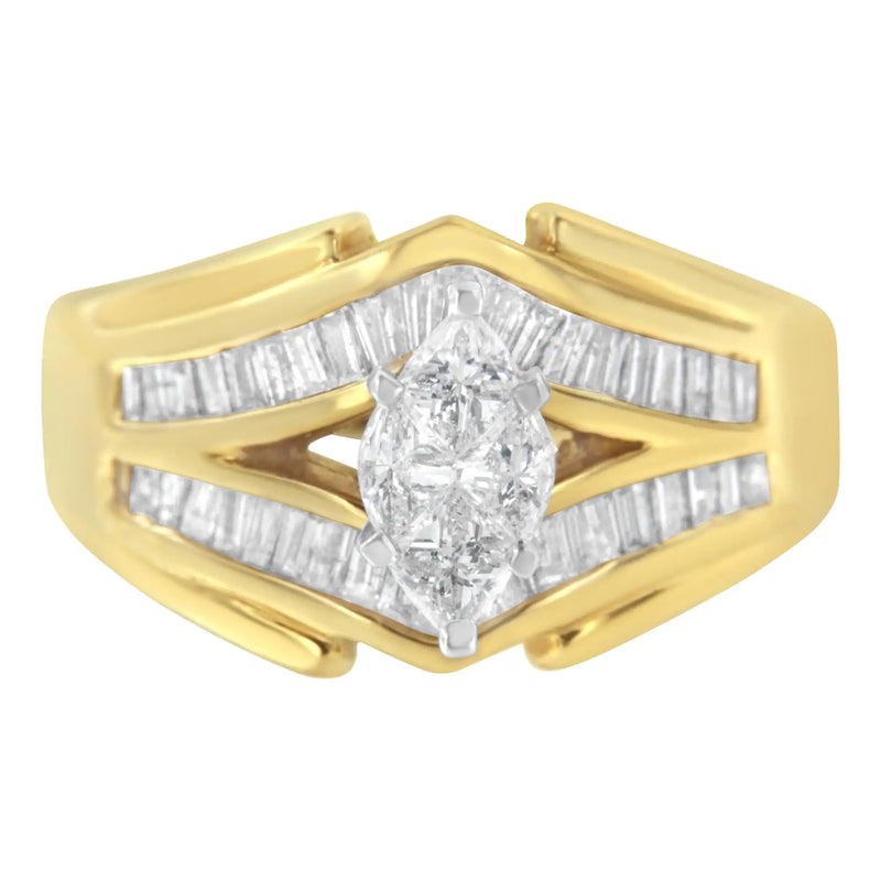 14KT Two-Toned Gold Diamond Cocktail Ring (1 cttw, H-I Color, SI1-SI2 Clarity)