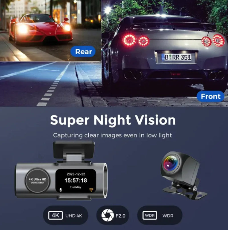 4K WiFi Night Vision Car Security Camera