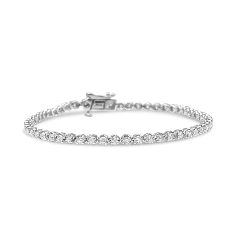 .925 Sterling Silver 2.00 Cttw Round-Cut Diamond Tennis Link Bracelet (I-J Color, I1-I2 Clarity) - 7.25"